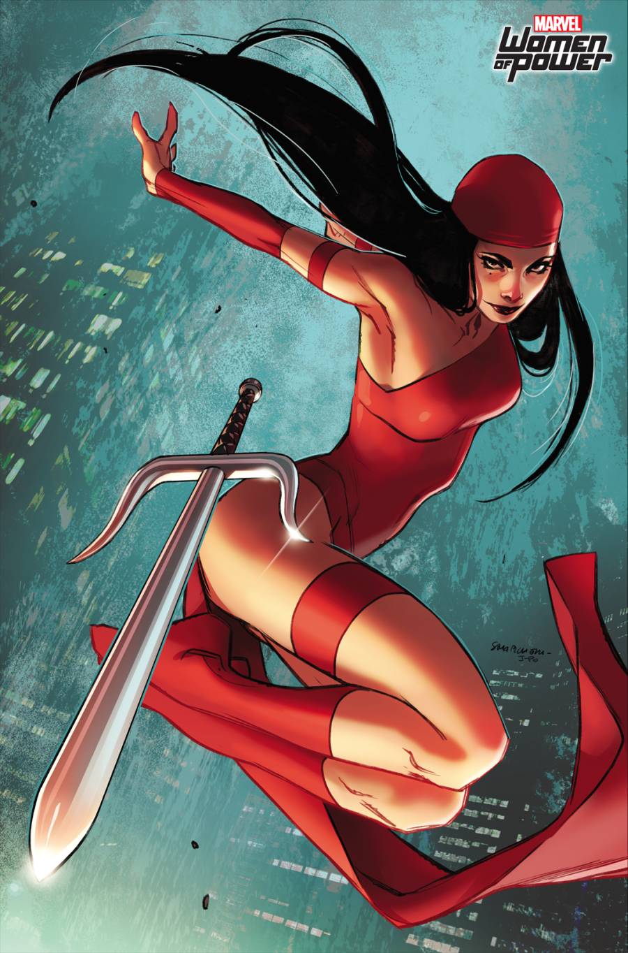 Elektra &eacute; uma das maiores personagens da Marvel, com papel indispens&aacute;vel nas HQs do Demolidor. por esse motivo,&nbsp;Sara Pichelli colocou ela na capa da quinta edi&ccedil;&atilde;o do gibi do her&oacute;i cego