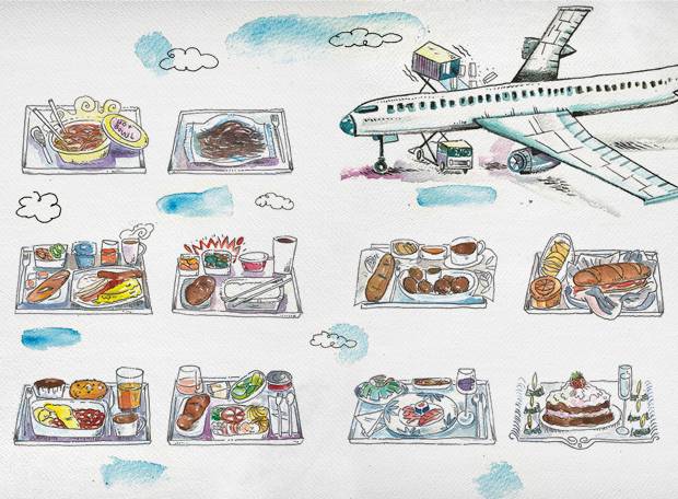 Quais refeições são servidas nas companhias aéreas em todo o mundo?
