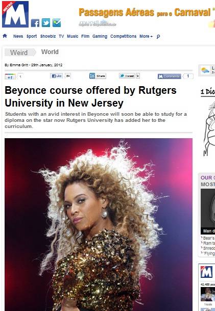 Universidade americana oferece curso sobre Beyoncé