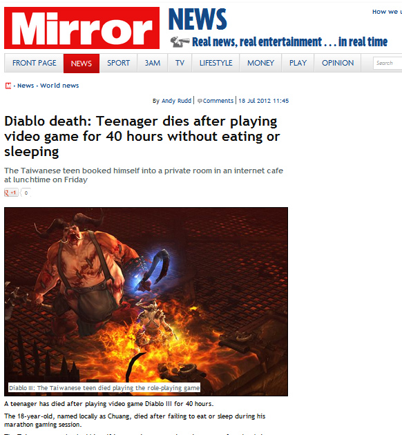 Adolescente morre depois de jogar Diablo III durante 40 horas