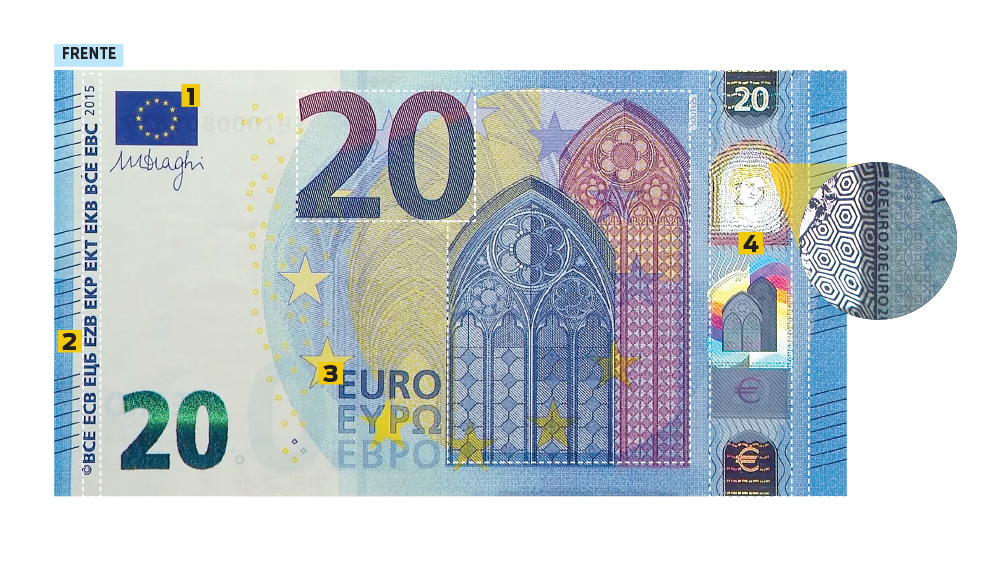 Quais monumentos estão nas notas de euro?
