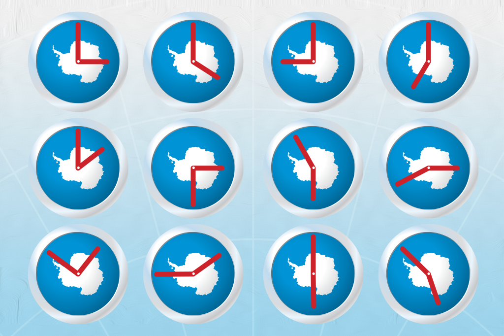 Quantos fusos horários tem a Antártida?
