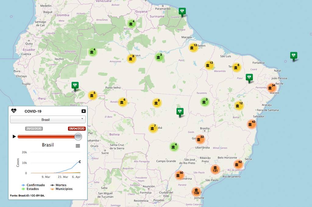 Mapa interativo monitora casos de Covid-19 em terras indígenas no Brasil