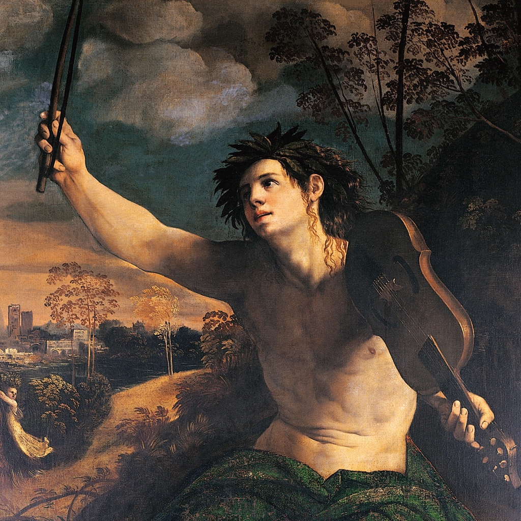 SI_Mitologia_Grega_Olimpo_Apolo_1 <strong>Deus da música, Apolo toca um instrumento de cordas para o deleite dos imortais.</strong>