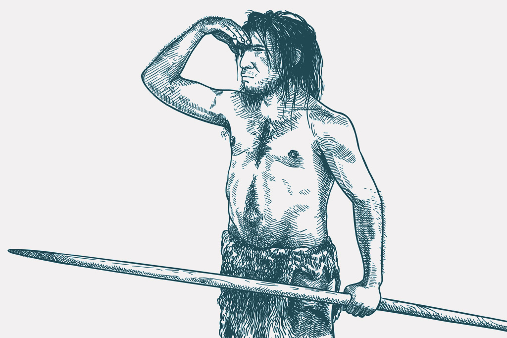 SI_Deus_Cap_1_1 <strong>Concepção artística mostra um neandertal, parente próximo da humanidade que se extinguiu há 35 mil anos.</strong>