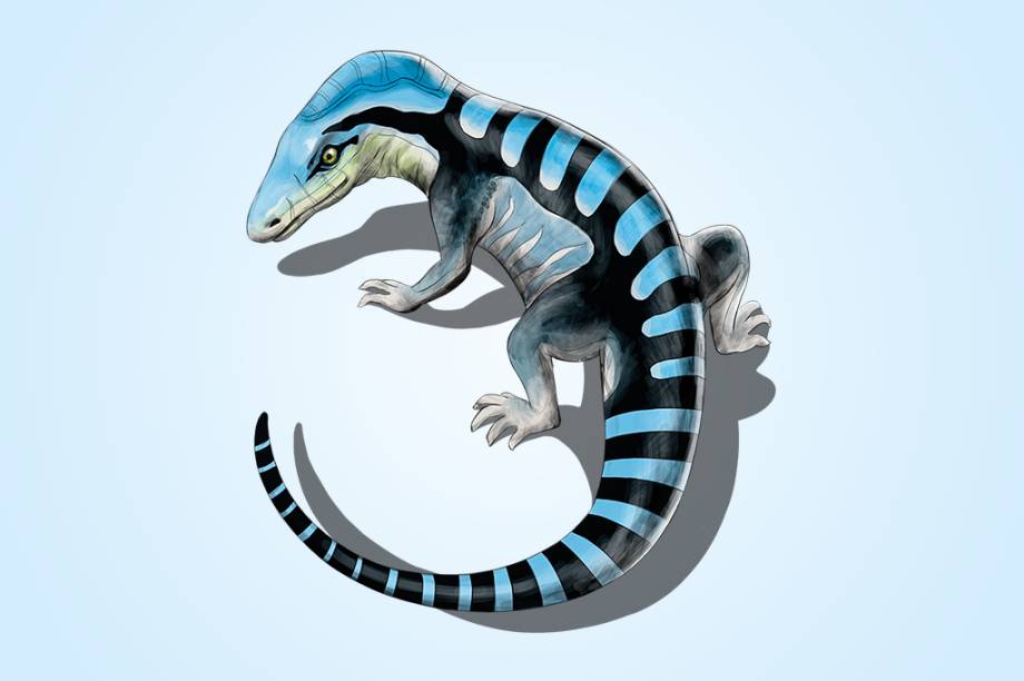 Antarctanax shackletoni (250 Ma): Apesar de parecer uma iguana atual, esse r&eacute;ptil viveu no per&iacute;odo tri&aacute;ssico. Seu f&oacute;ssil foi descoberto nas Montanhas Transant&aacute;rticas.