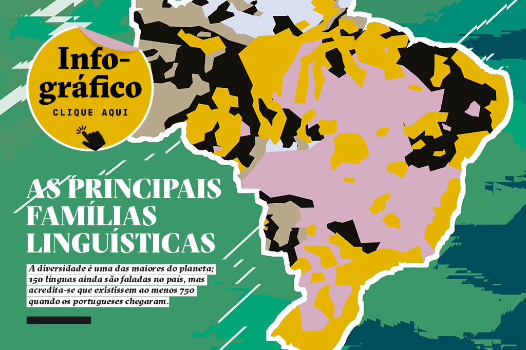 SI_433_linguasindigenas_info1_thumb Ilustração mostrando as regiões no mapa do Brasil onde são faladas as principais famílias linguísticas indígenas.