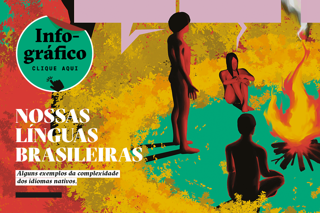 SI_433_linguasindigenas_info2_thumb Ilustração de indígenas conversando ao redor do fogo.