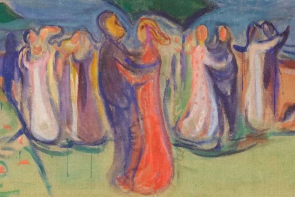 Parte central do quadro Dance on the Beach (1906) de Edvard Munch.
