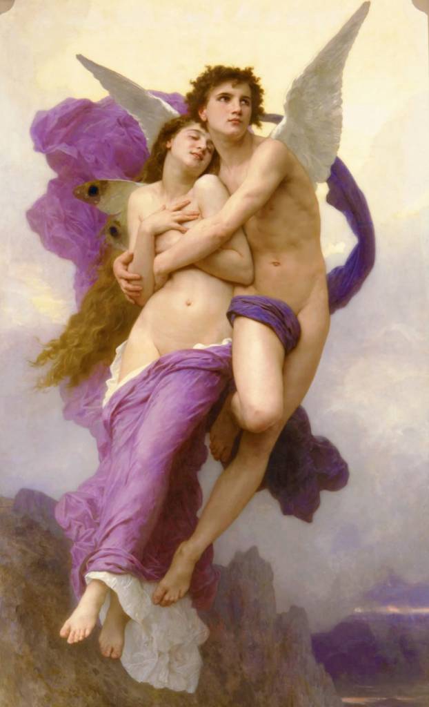 Pintura de Cupido e Psiquê feita por William-Adolphe Bouguereau.