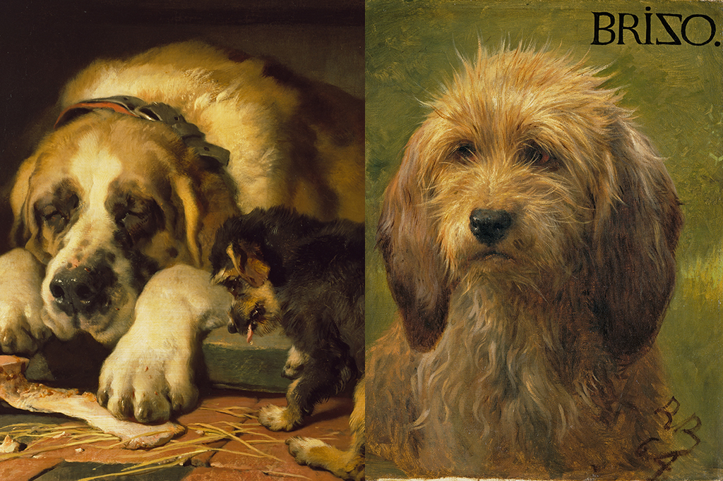 0330_retrato_caes_layout_site4 À esquerda: Edwin Landseer, Doubtful Crumbs, 1858-59; à direita: Rosa Bonheur, Brizo, A Shepherd's Dog, 1864.