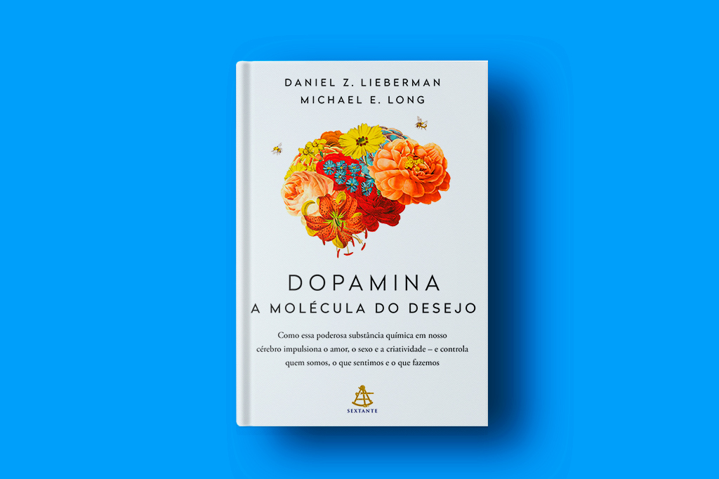 Capa do livro Dopamina A Molecula do Sucesso em fundo azul liso.
