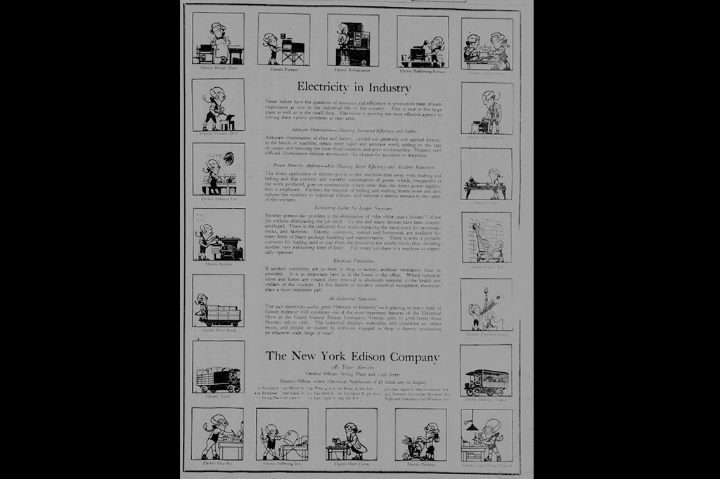 0620_cartaz_layout_site Cartaz publicada pelo New York Tribune em 5 de outubro de 1920, explicando os benefícios da eletricidade.
