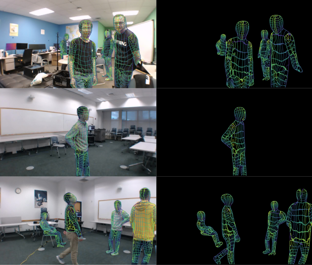 Imagens de comparações usando imagens sincronizadas e sinais de WiFi.