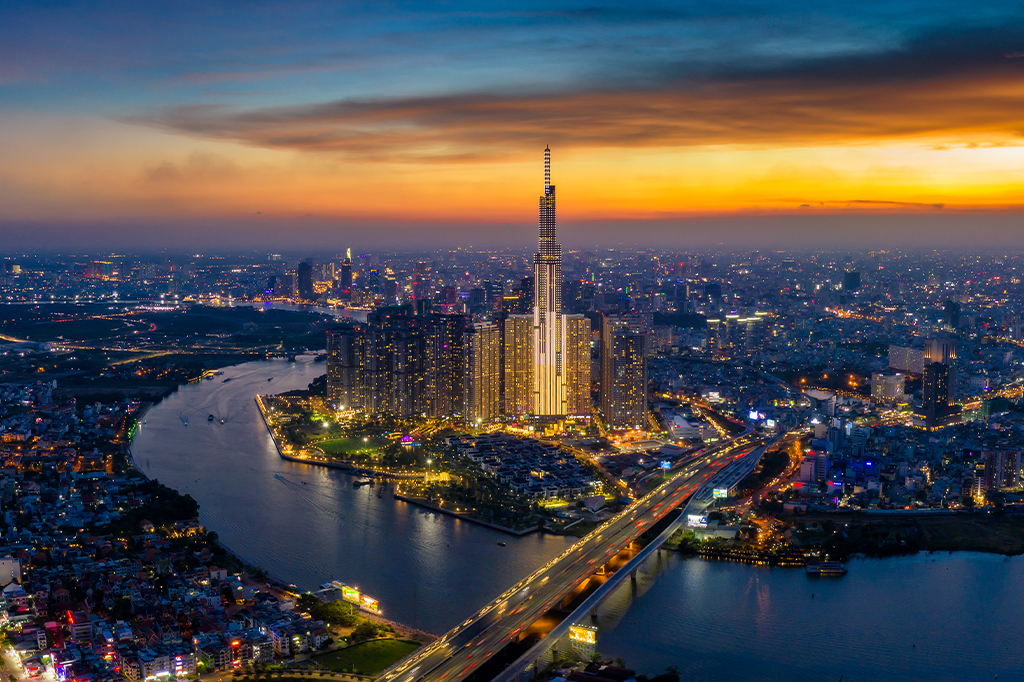 Vista aérea da cidade de Ho Chi Minh, Vietnã.