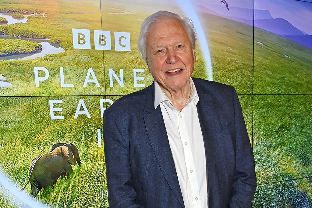 1806_Inedita-Tenis_site-02 Imagem do naturalista britânico David Attenborough na frente de um painel promocional do programa Planet Earth da BBC.