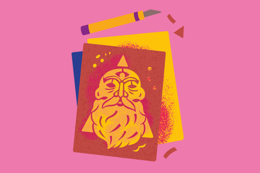 Ilustra&ccedil;&atilde;o de stencils com a figura do Or&aacute;culo da Super.