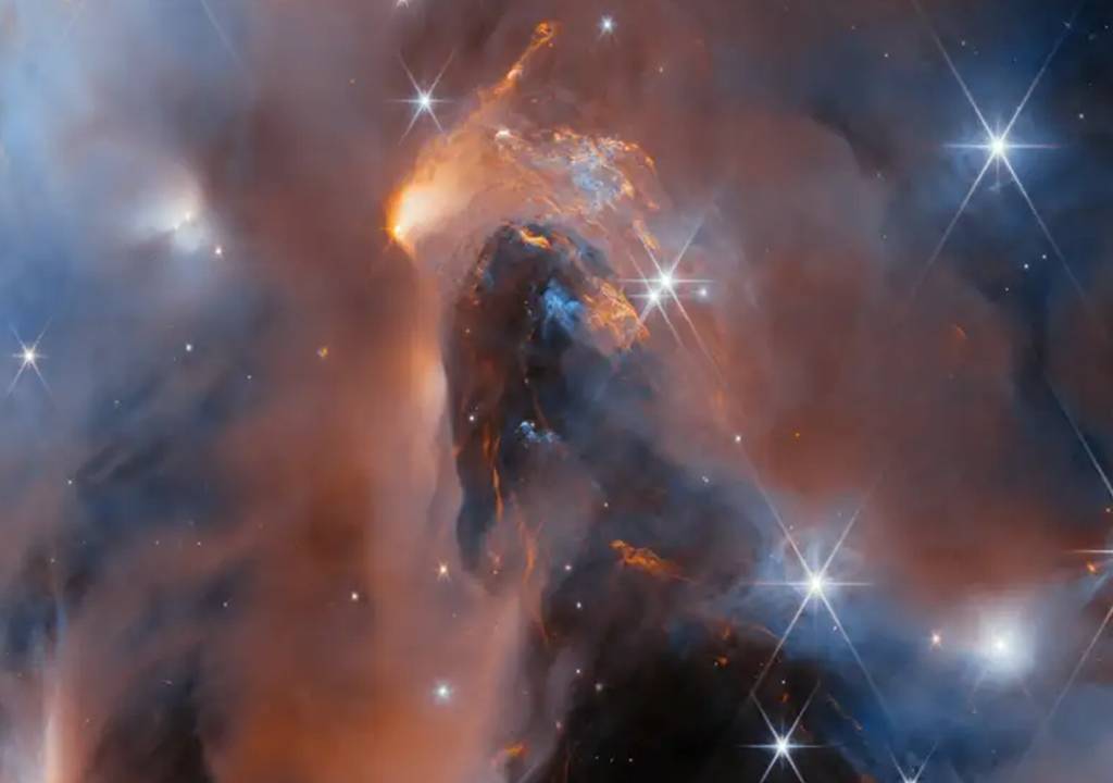 Um mosaico de imagens mostra o aglomerado de formação estelar NGC 1333