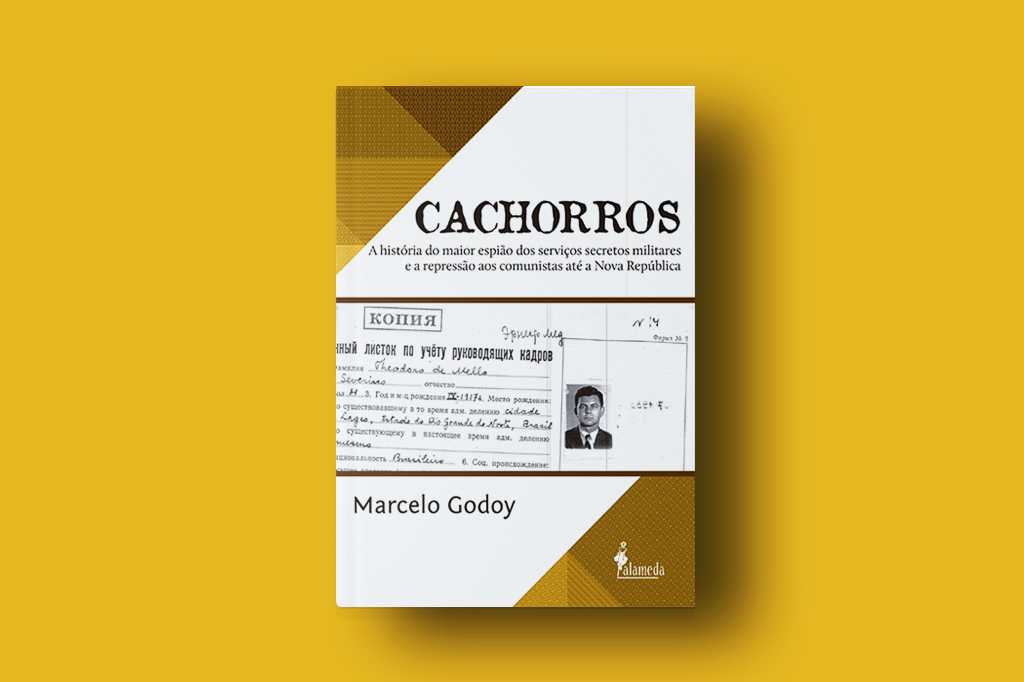 Livro Cachorros em fundo ocre.