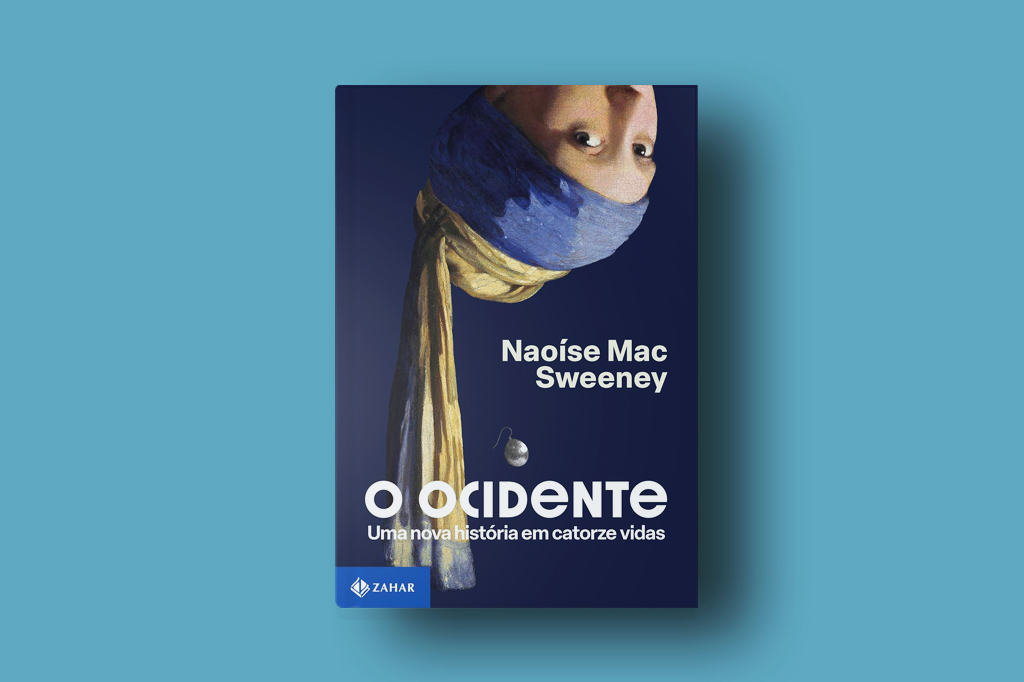 Imagem do livro O Ocidente, de Naoíse Mac Sweeney, em fundo azul claro.