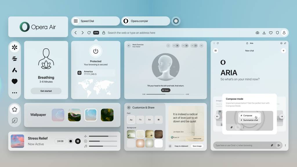Como funciona o Opera Air, novo navegador que promete ser “mindfulness”