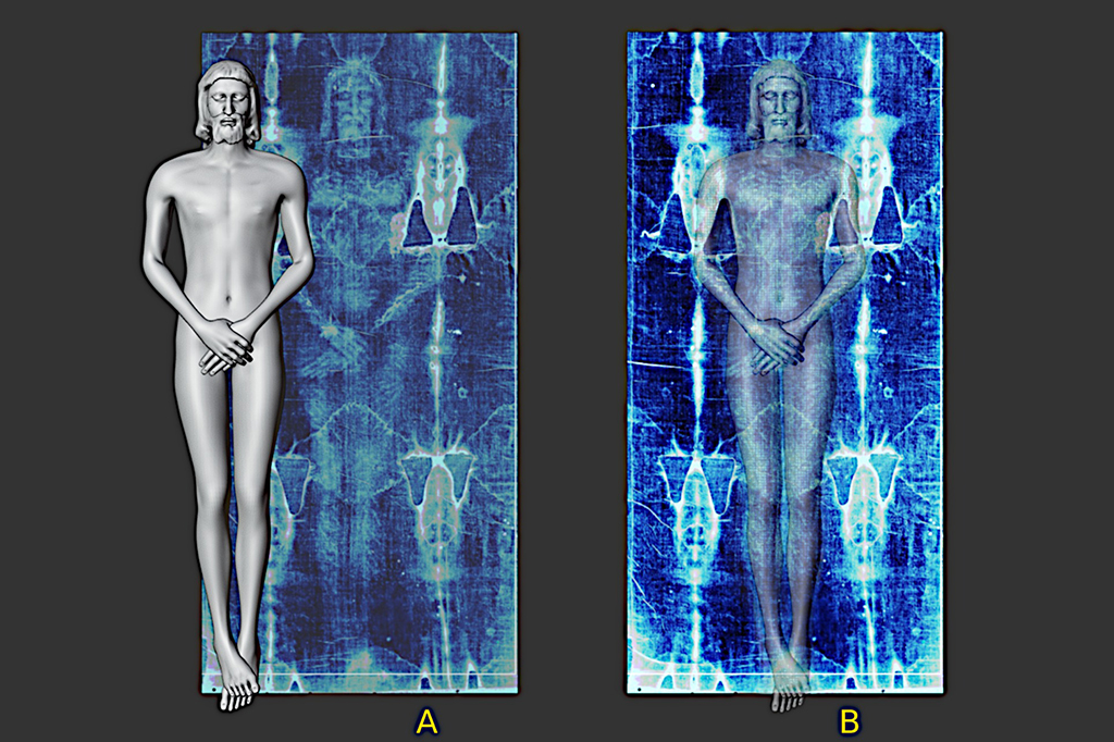 Modelo tridimensional ajustado &agrave; figura do sud&aacute;rio, proveniente de imagem dispon&iacute;vel em Wikimedia Commons e editado no software The Gimp.