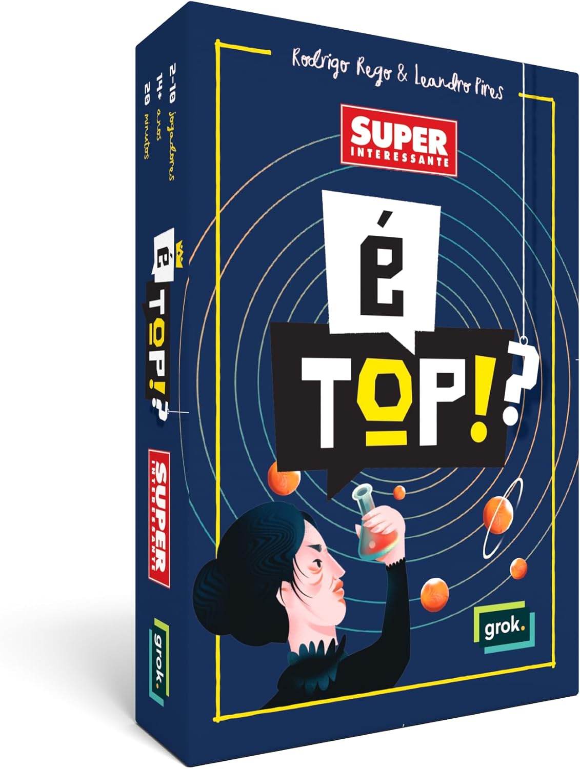 capa do jogo &eacute; top superinteressante. &eacute; uma embalagem de baralho com fundo azul e uma cientista similar &agrave; marie curie na frente
