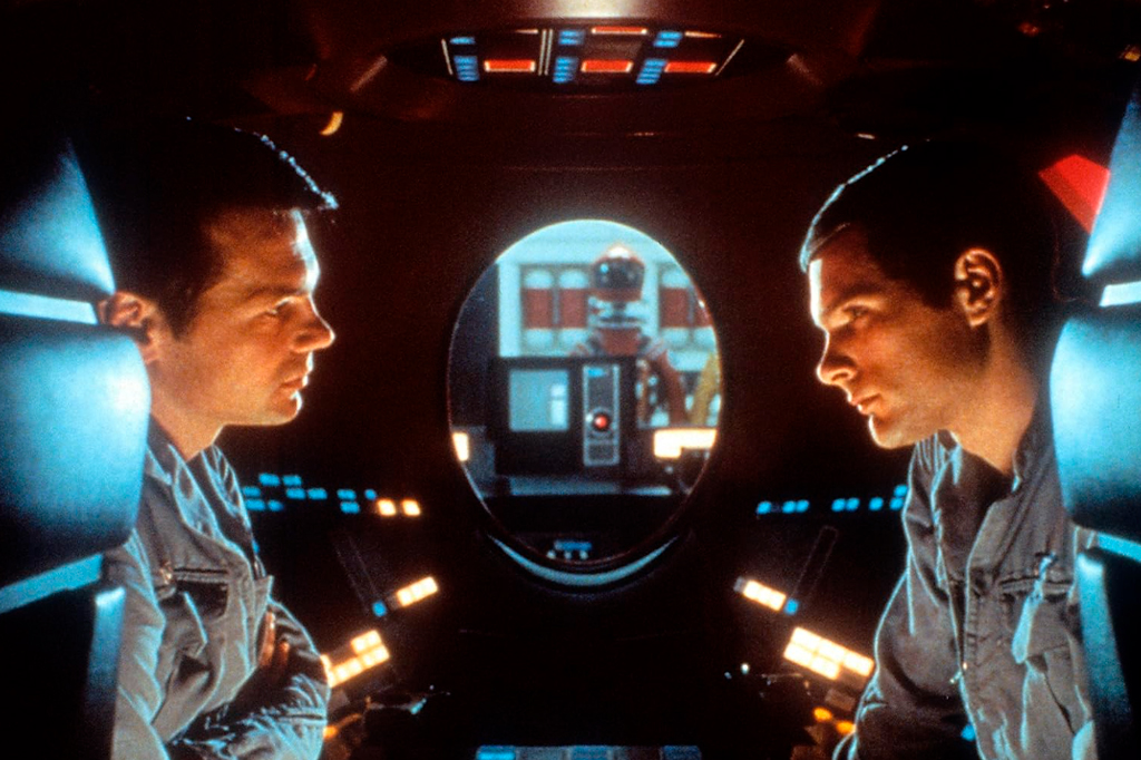 Fotografia de Keir Dullea e Gary Lockwood em 2001: Uma Odiss&eacute;ia no Espa&ccedil;o (1968).