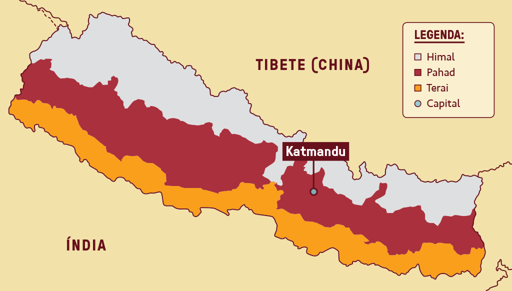 Mapa do Nepal.