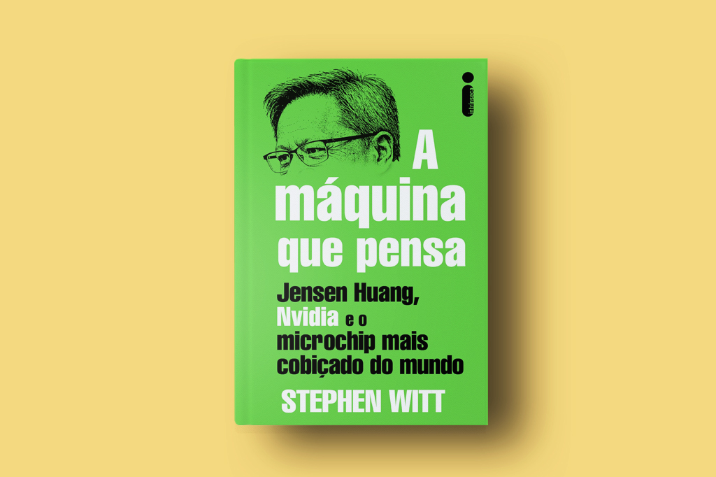 Imagem, em fundo amarelo, do livro A maquina que pensa.