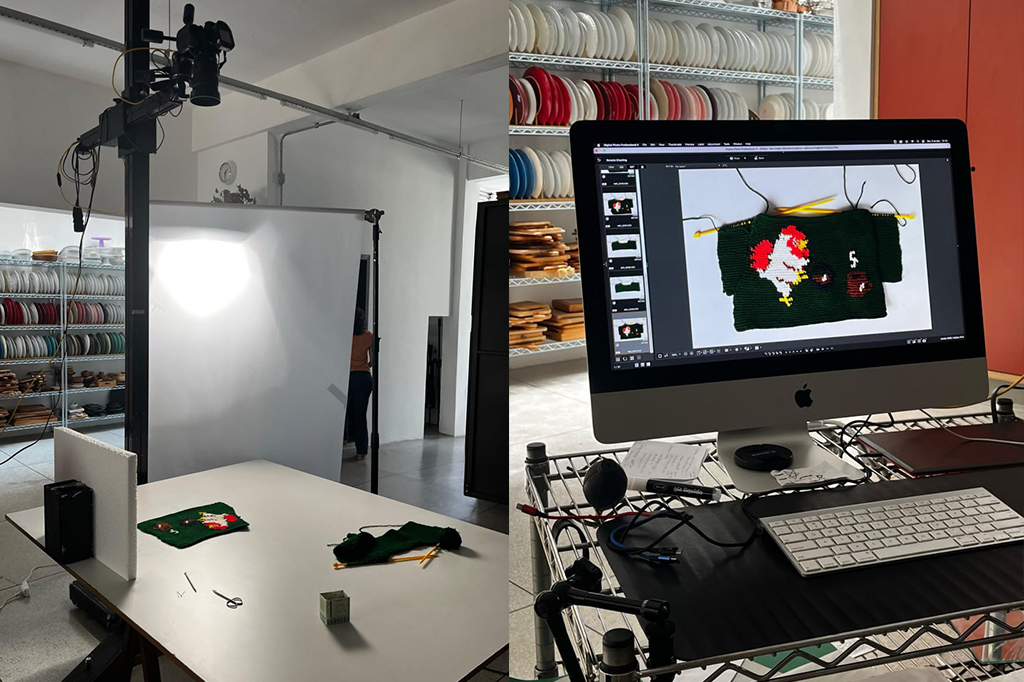 Fotografia dos bastidores da sess&atilde;o de foto da capa.