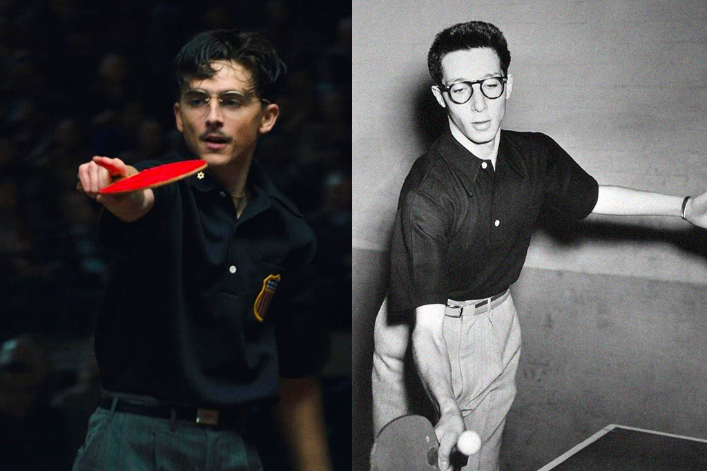 Fotografia do Timothée Chalamet ao lado do Marty Reisman.