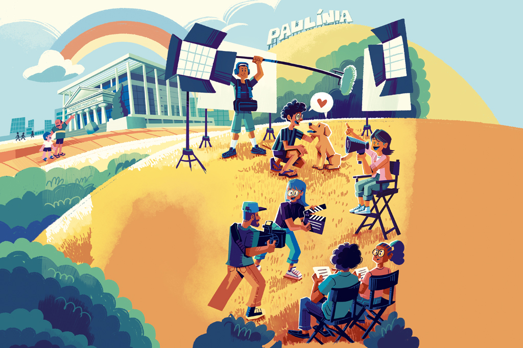 Ilustra&ccedil;&atilde;o de um morro com o letreiro 