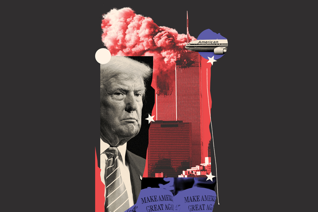 Colagem, em fundo preto, de cenas hist&oacute;ricas dos EUA.