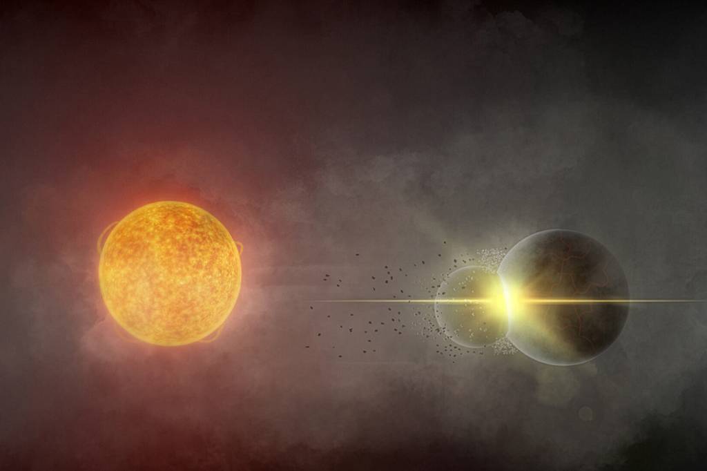 Astrônomos identificam possível colisão entre dois planetas ao redor de estrela parecida com o Sol