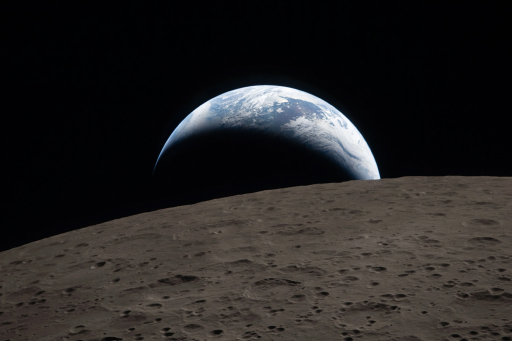 Fotografia da Terra vista através da Lua.